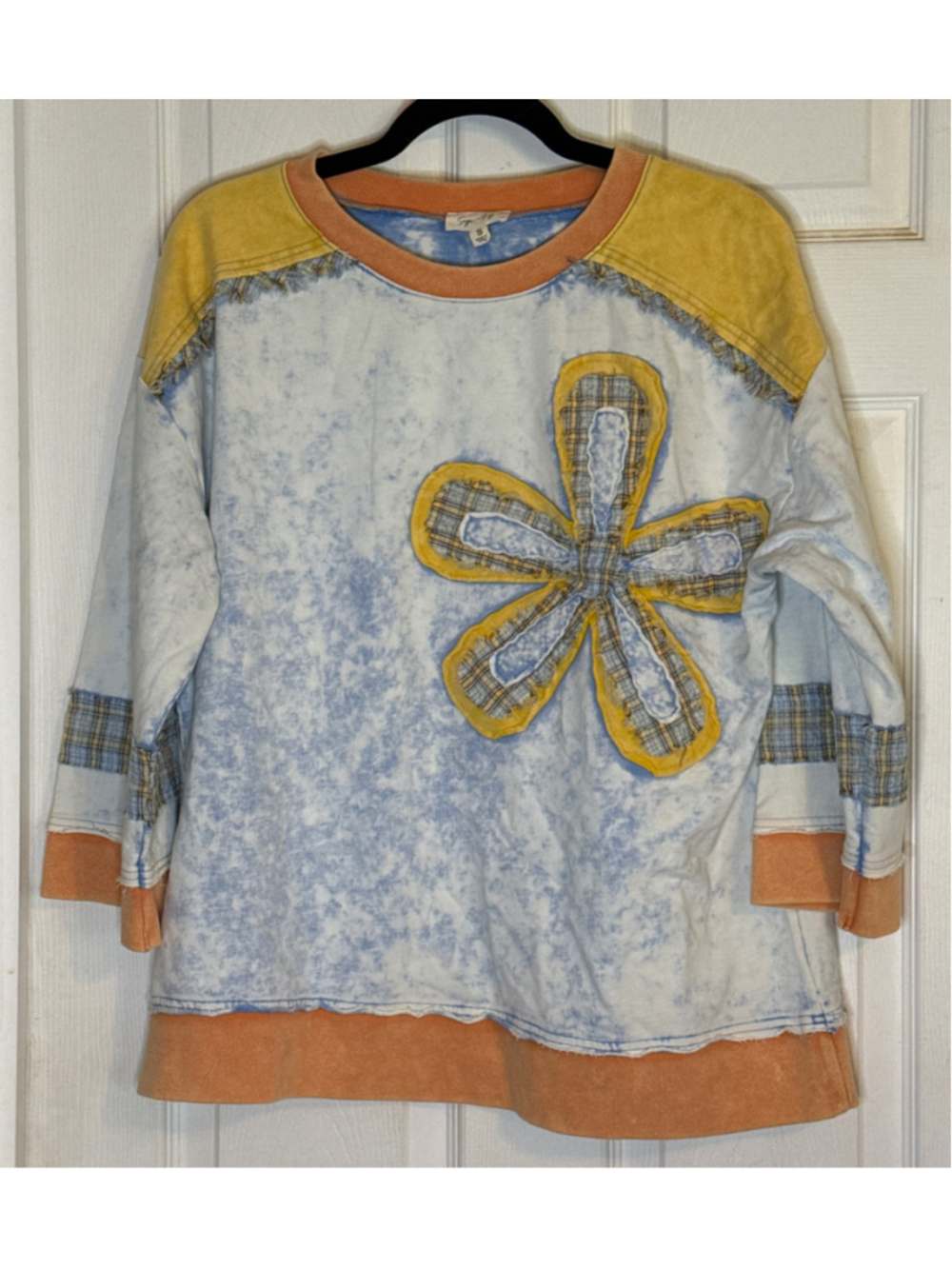 Sage + Fig Sweatshirt Size S Blue Yellow Floral Patchwork